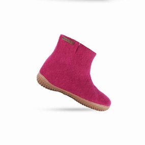Pantoffeln Größe 45 Wollstiefel (100% reine Wolle) - Modell Pink mit Gummisohle
