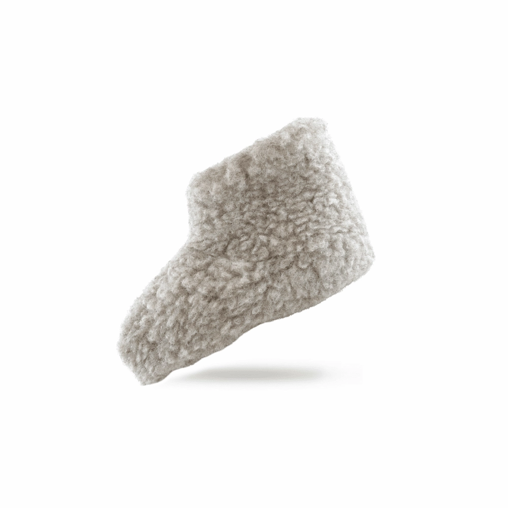 Einhorn Pantoffeln Flauschige Wollstiefel (100% reine Wolle) - Modell Grau mit Sohle aus Leder