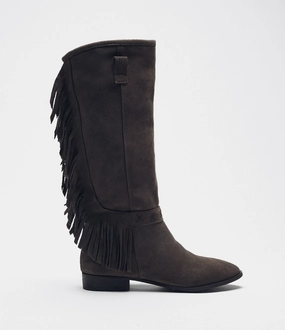 Bundeswehr Stiefel Winter Fransenstiefel Fanny grau