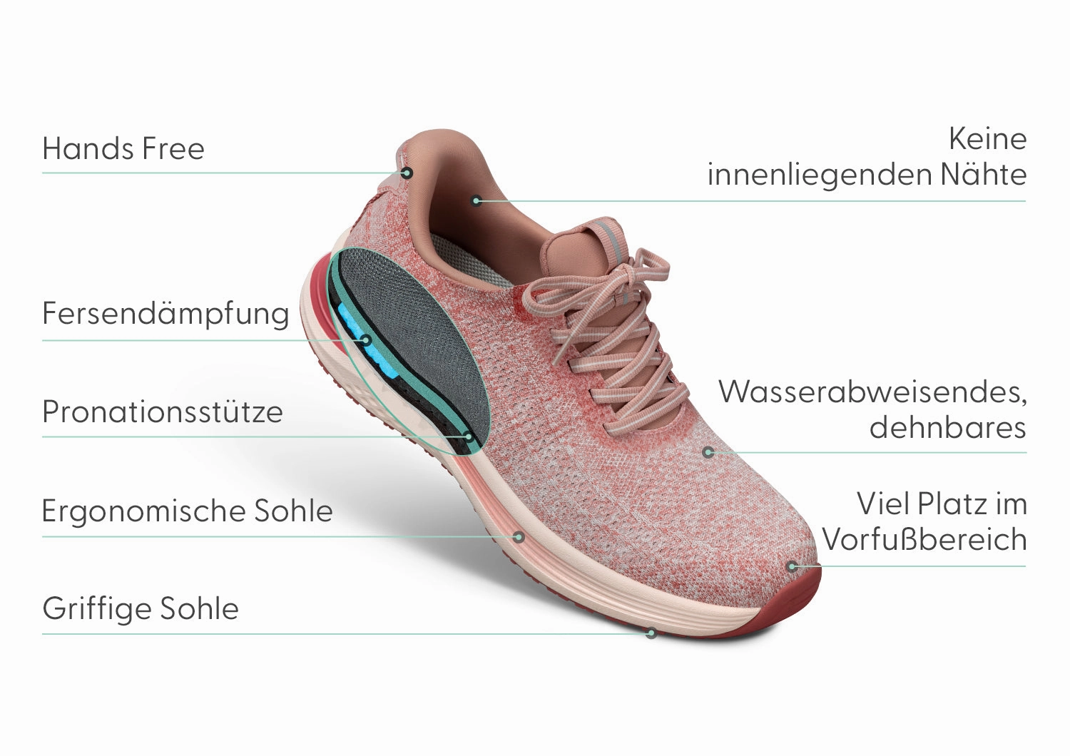 Sneaker Rosegold Nira Hands-Free - Red