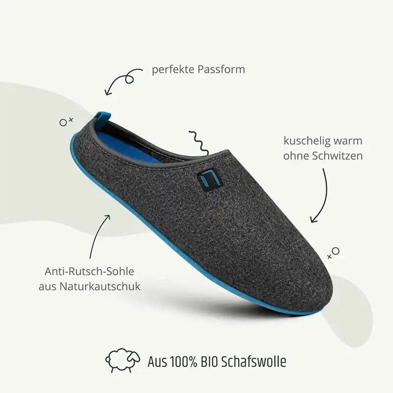 Hausschuhe Leder Pantoffeln Wool Slipper blau