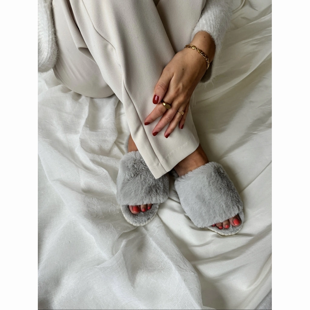 Ddr Pantoffeln Mit Bommel COSY - GREY