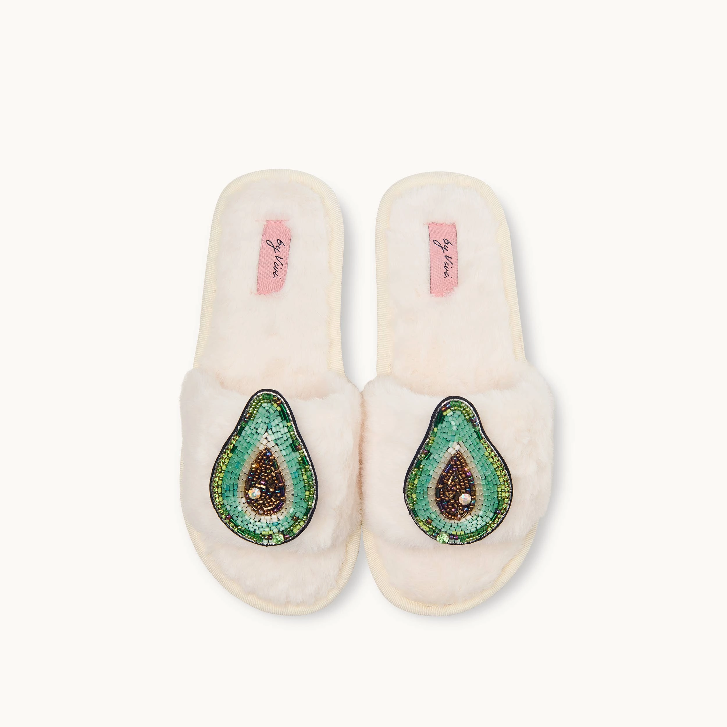 Brosche, Avocado Pantoffeln Weiß Gepunktet