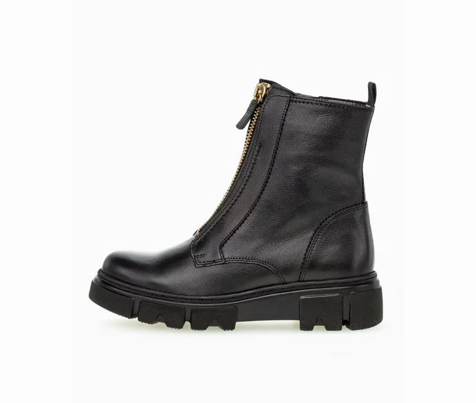 Gabor Biker- / Combat Boots schwarz Chunky gold Stiefeletten Mit Karree Spitze
