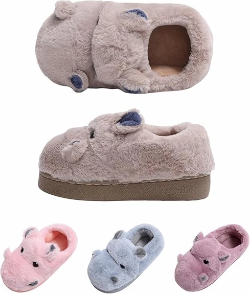 Pantoffeln Satin Gemtliche Winter Hausschuhe fr Kinder - Weiche, Warme, Rutschfeste Plsch Pantoffeln fr Jungen & Mdchen - Baumwolle Kinderschuhe - S, Flauschig, Perfekt fr Kindergarten & Zuhause