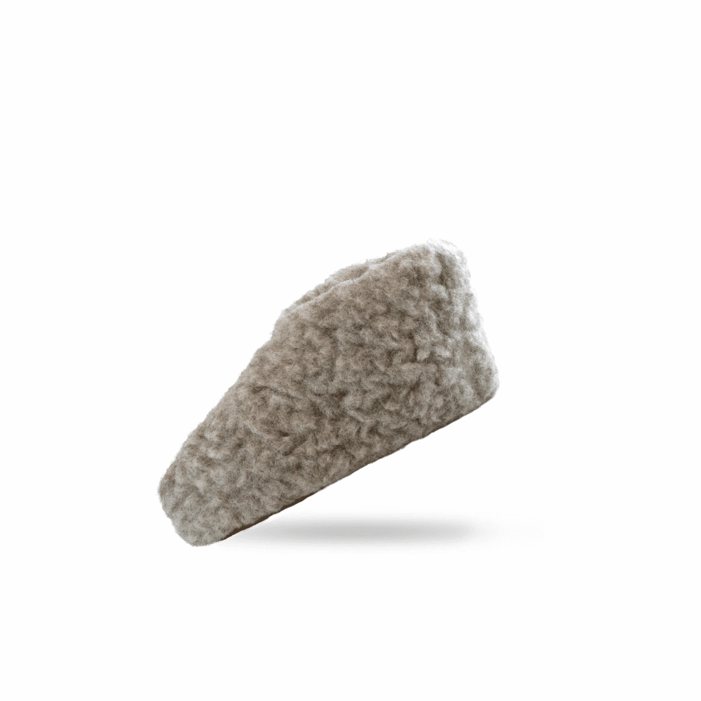 Flauschige Wollhausschuhe (100% reine Wolle) - Modell Grau mit Sohle aus Leder Pantoffeln Hennes