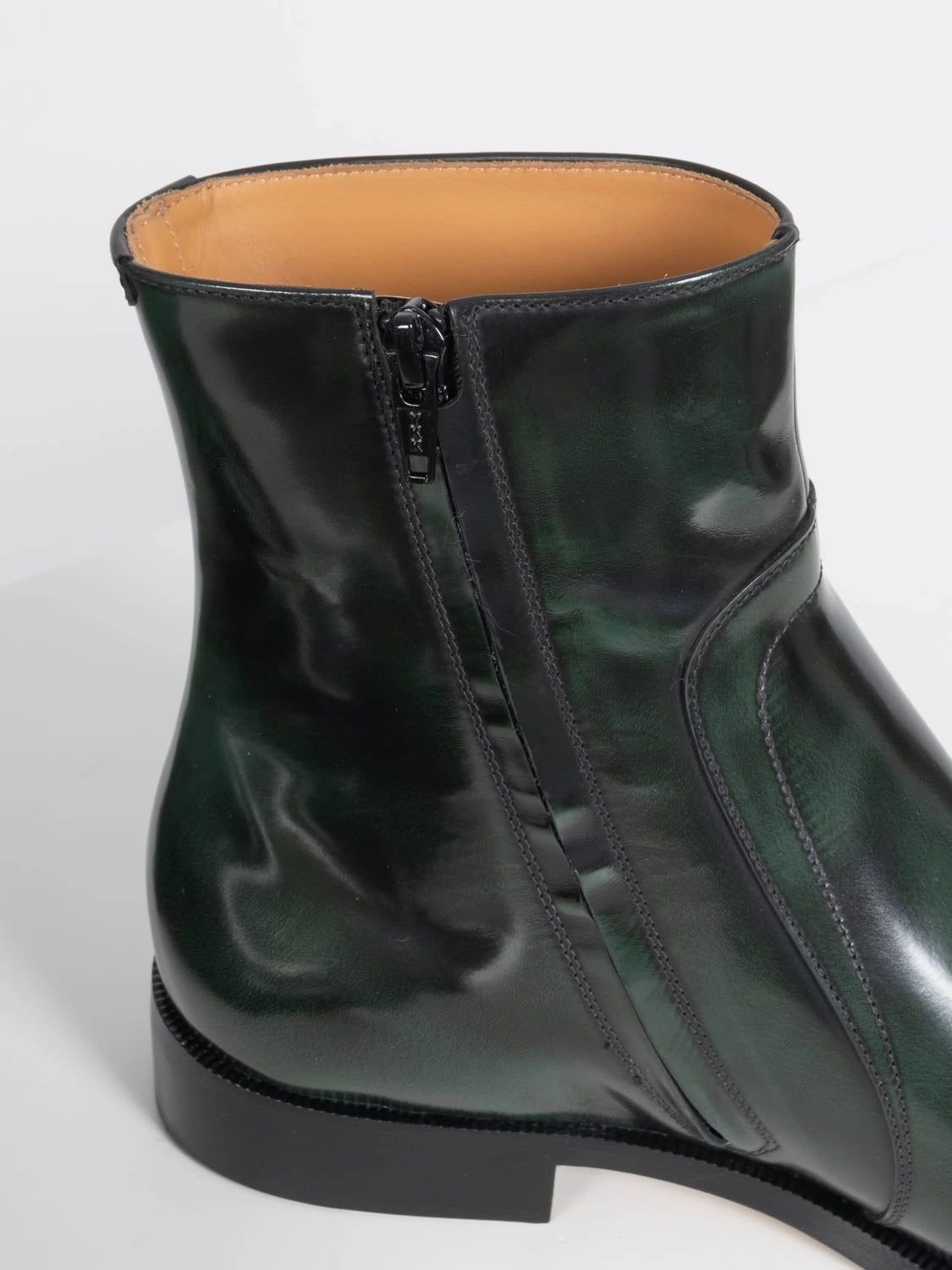 Gewachste Stiefeletten Grüne Wildleder Stiefeletten