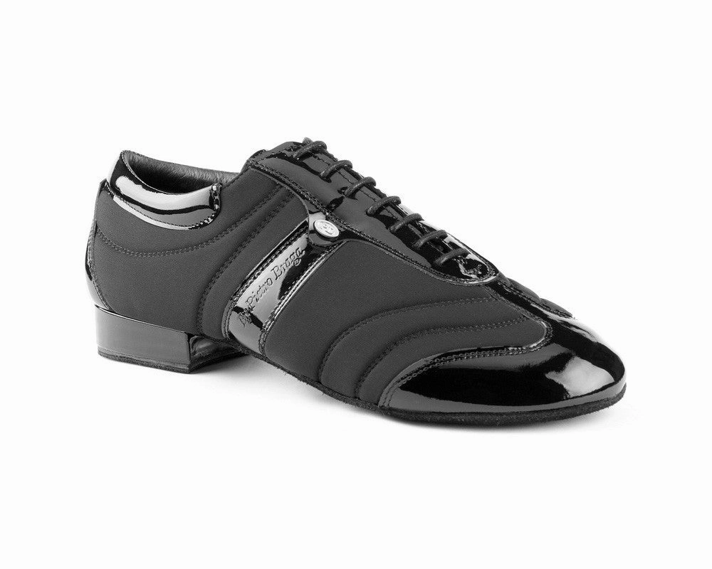 PD Pietro Premium Tanzschuhe in Black Lycra/Patent Pattern Vergilbte Lederschuhe Wieder Weiß