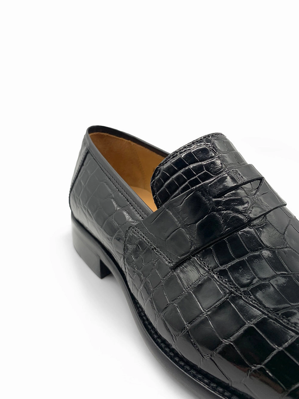 Loafers Mit Jeans Herrenschuh Loafer Crocodile - Niloticus Krokodilleder Schwarz