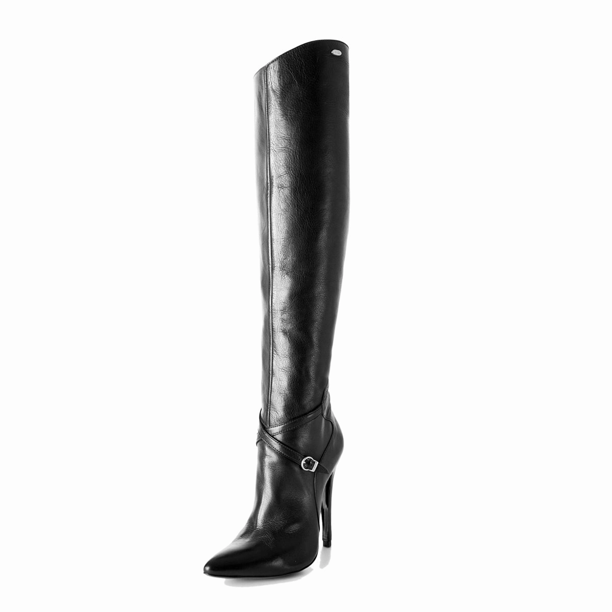 Kniehoher High Heel Stiefel im Reiterstiefelstil (Modell 304) Leder schwarz Ddr Stiefel