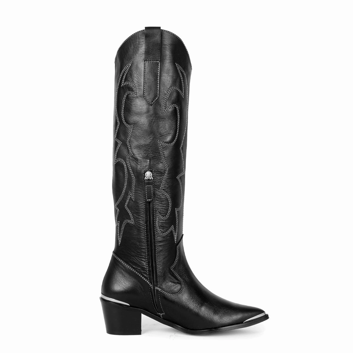 Cmp Stiefel Kniehohe Westernboots mit Metallspitze (Modell 480) Leder schwarz