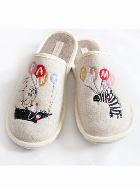 Maddy H 06 Pantoffeln Filzpantoffeln grau "PARTYanimal"