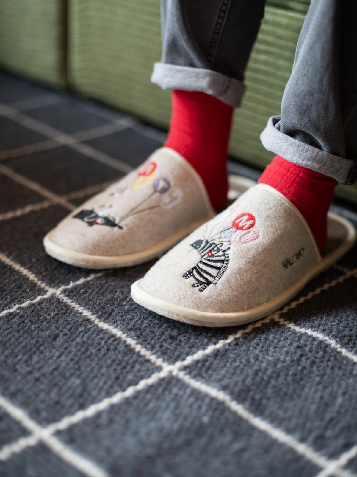 Filzpantoffeln grau "PARTYanimal" Pantoffeln Für Diabetiker