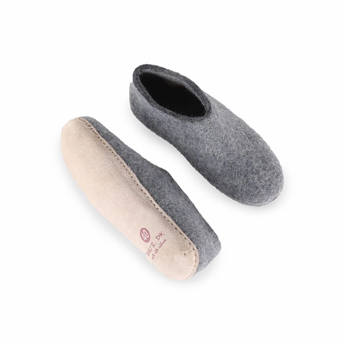 Hausschuhe aus Wolle (100% reine Wolle) - Modell Denim mit Ledersohle Ddr Pantoffeln Manufaktur