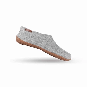 Sohle Pantoffeln Hausschuhe aus Wolle (100% reine Wolle) - Modell Grau mit Gummisohle