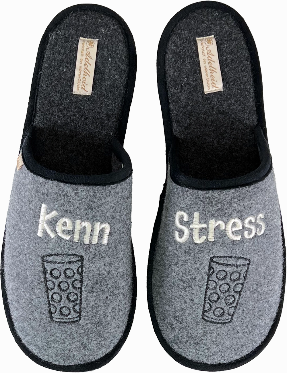 HERREN FILZPANTOFFEL "Kenn Stress" Pantoffeln Strocken