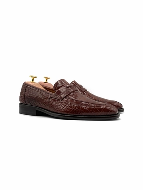 George Loafers Herrenschuh Loafer Crocodile - Nilotikus Krokodilleder Braun