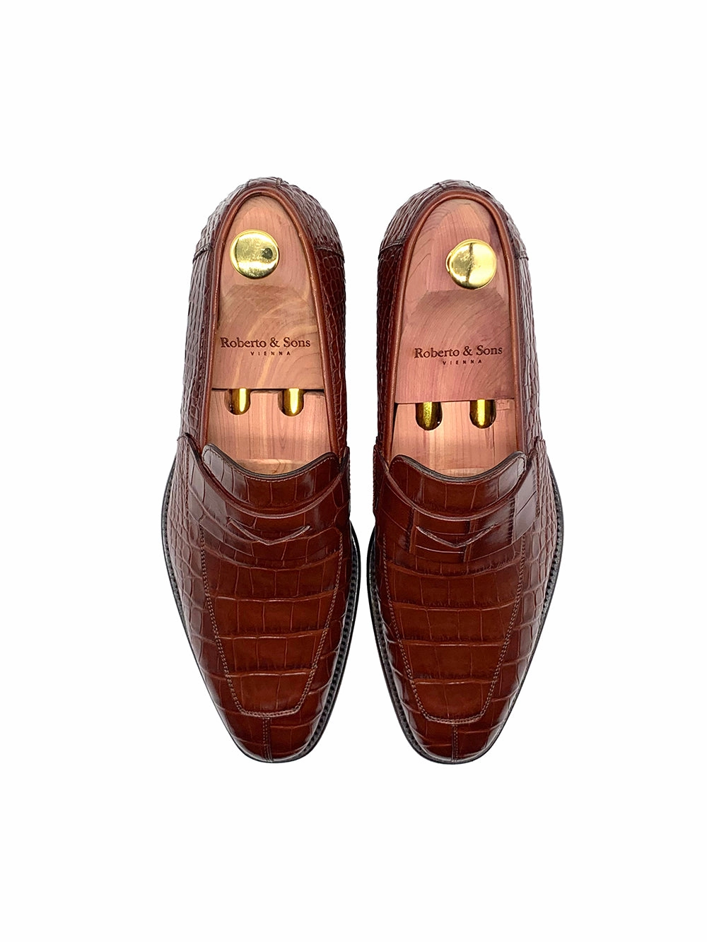 Herrenschuh Loafer Crocodile - Nilotikus Krokodilleder Braun Loafers With Fringe