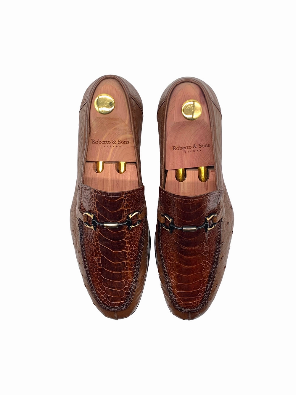 Chunky High Heeled Loafers Herrenschuh Struzzo - Strauleder Cognac