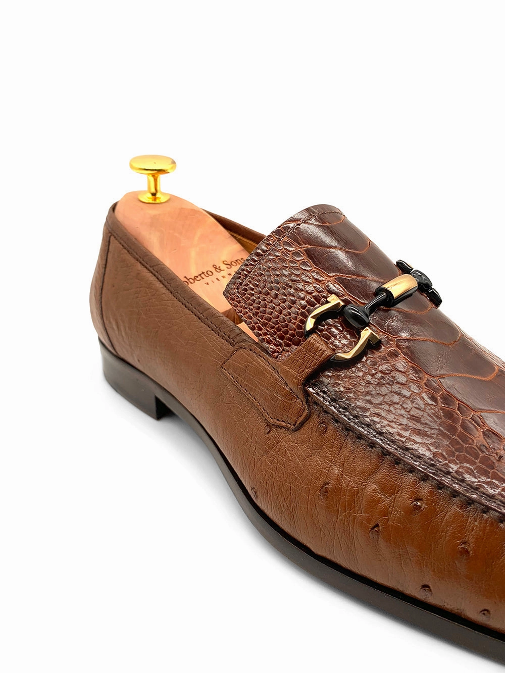 Herrenschuh Struzzo - Strauleder Cognac Loafers Wool