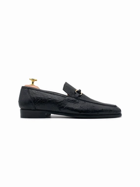 Best Vegan Loafers Herrenschuh Struzzo - Strauleder Schwarz