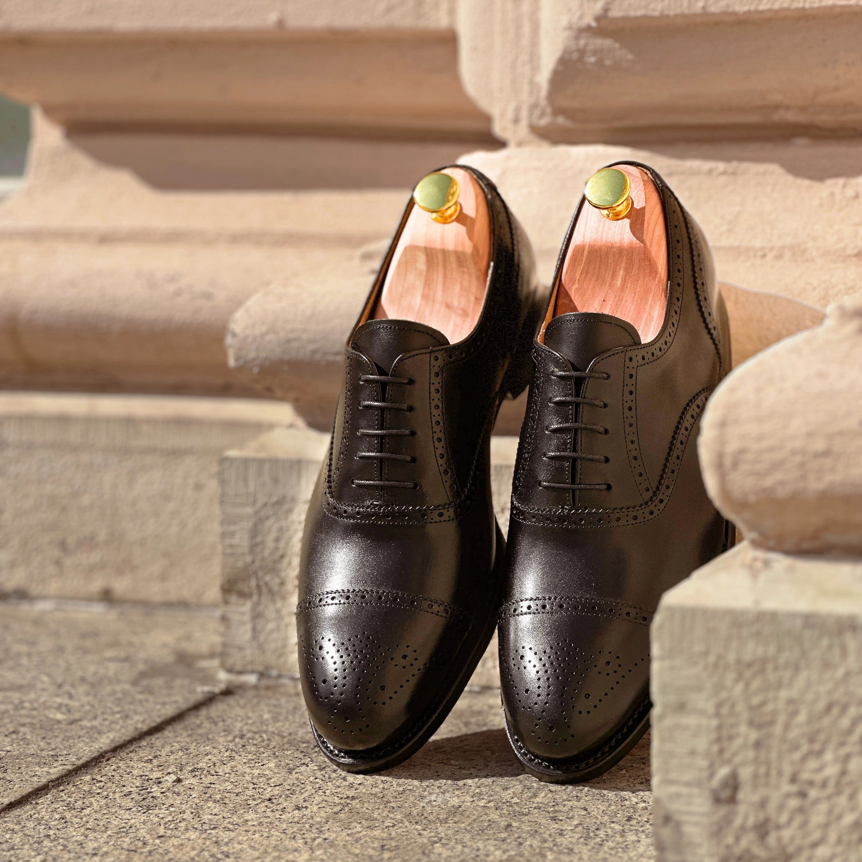 Herrenschuh Wien Goodyear Welted - Kalbsleder Schwarz ( Limited Edition ) Lederschuhe Gesundheit