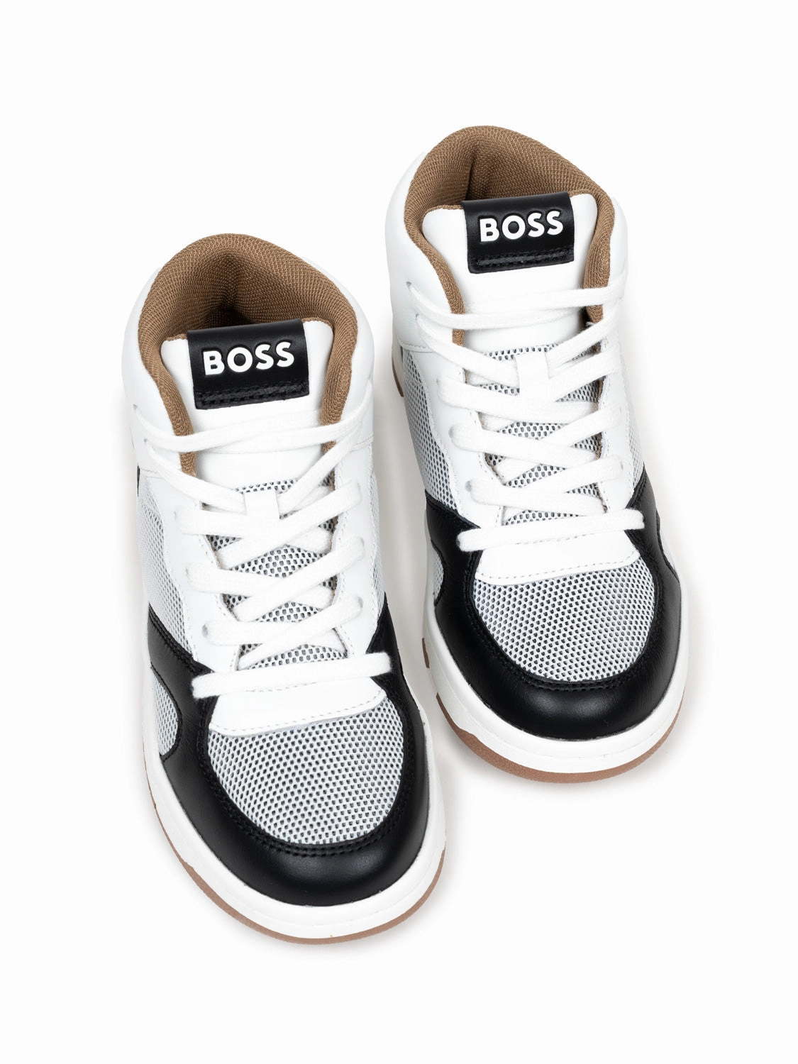 Hightop Sneakers aus Veloursleder und Mesh - Wei/Schwarz Bürste Für Lederschuhe