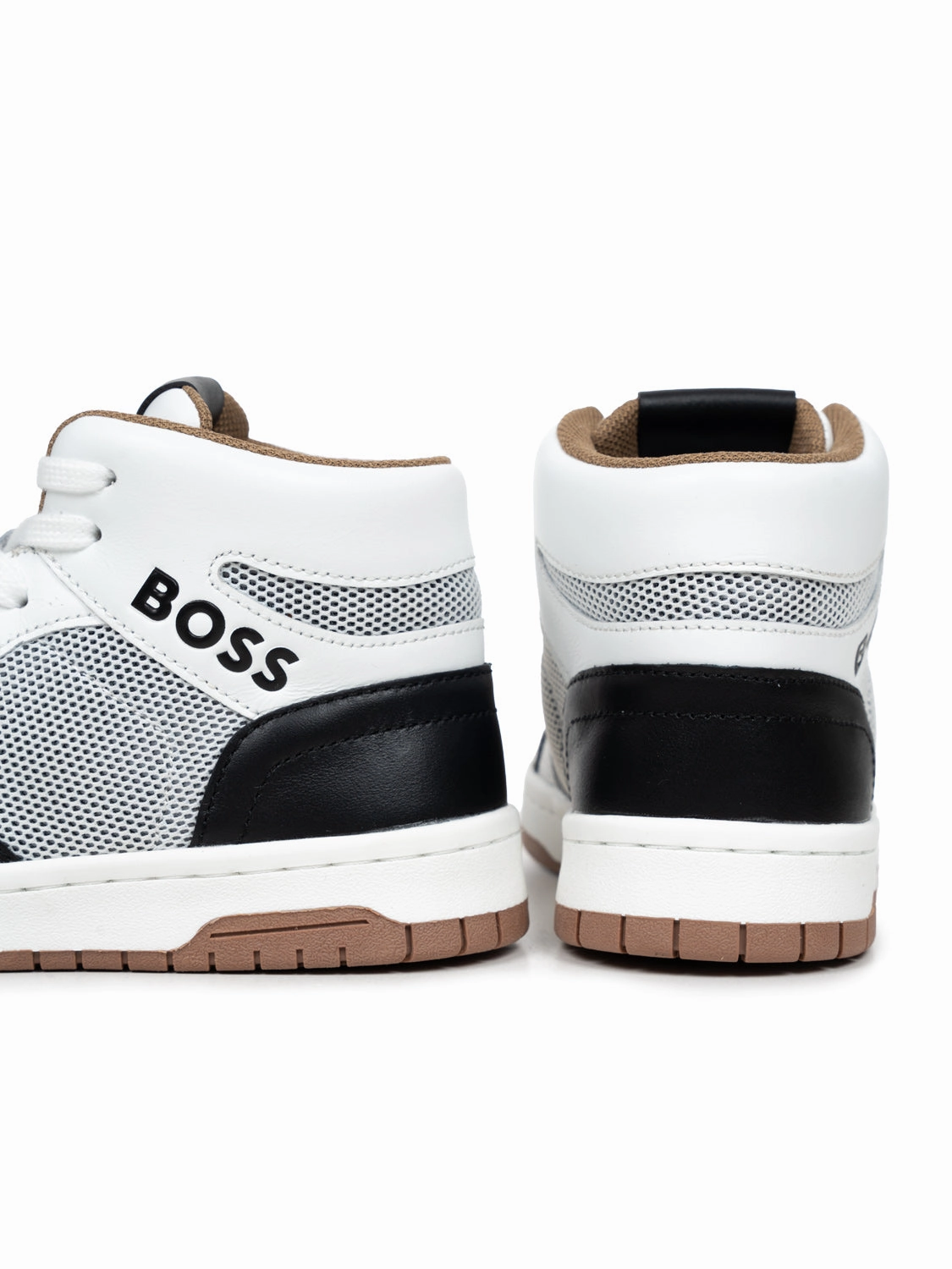 Reparaturcreme Lederschuhe Hightop Sneakers aus Veloursleder und Mesh - Wei/Schwarz