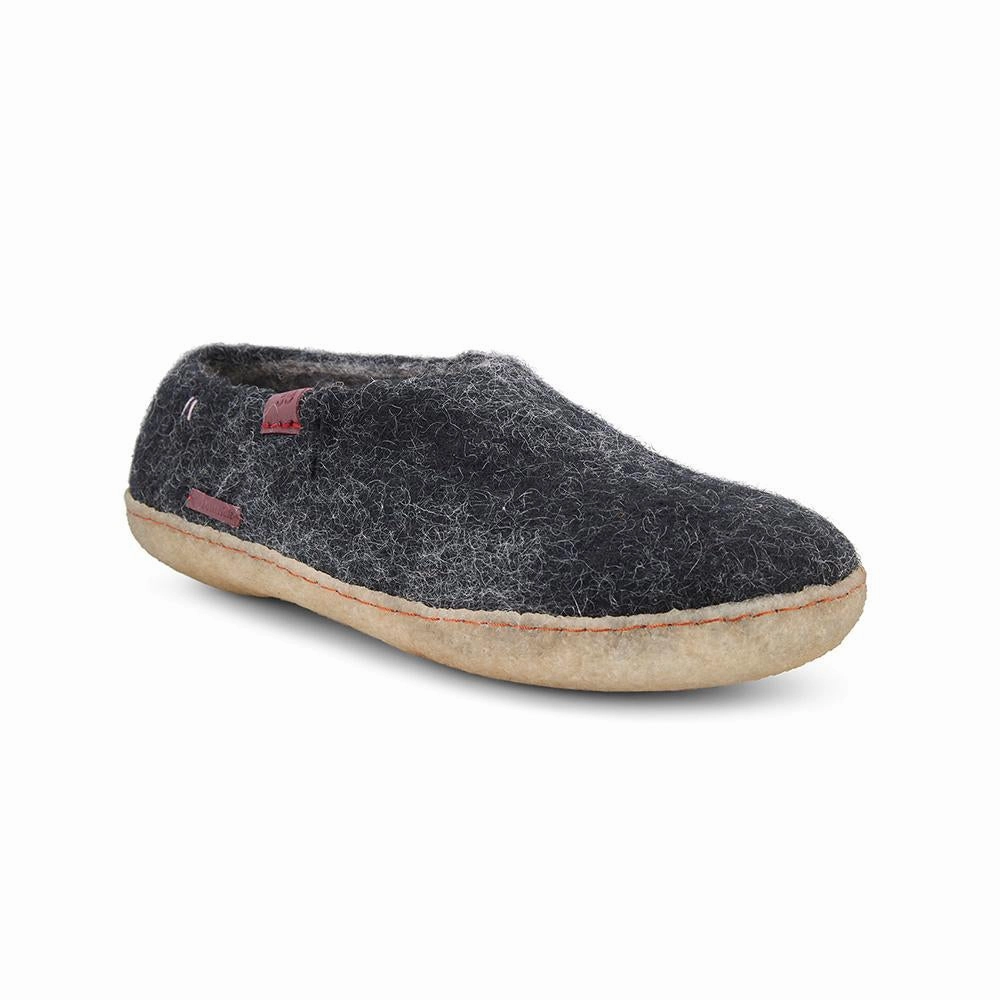 Classic Shoe - Filzhausschuh mit Gummisohle, schwarz Riga Pantoffeln