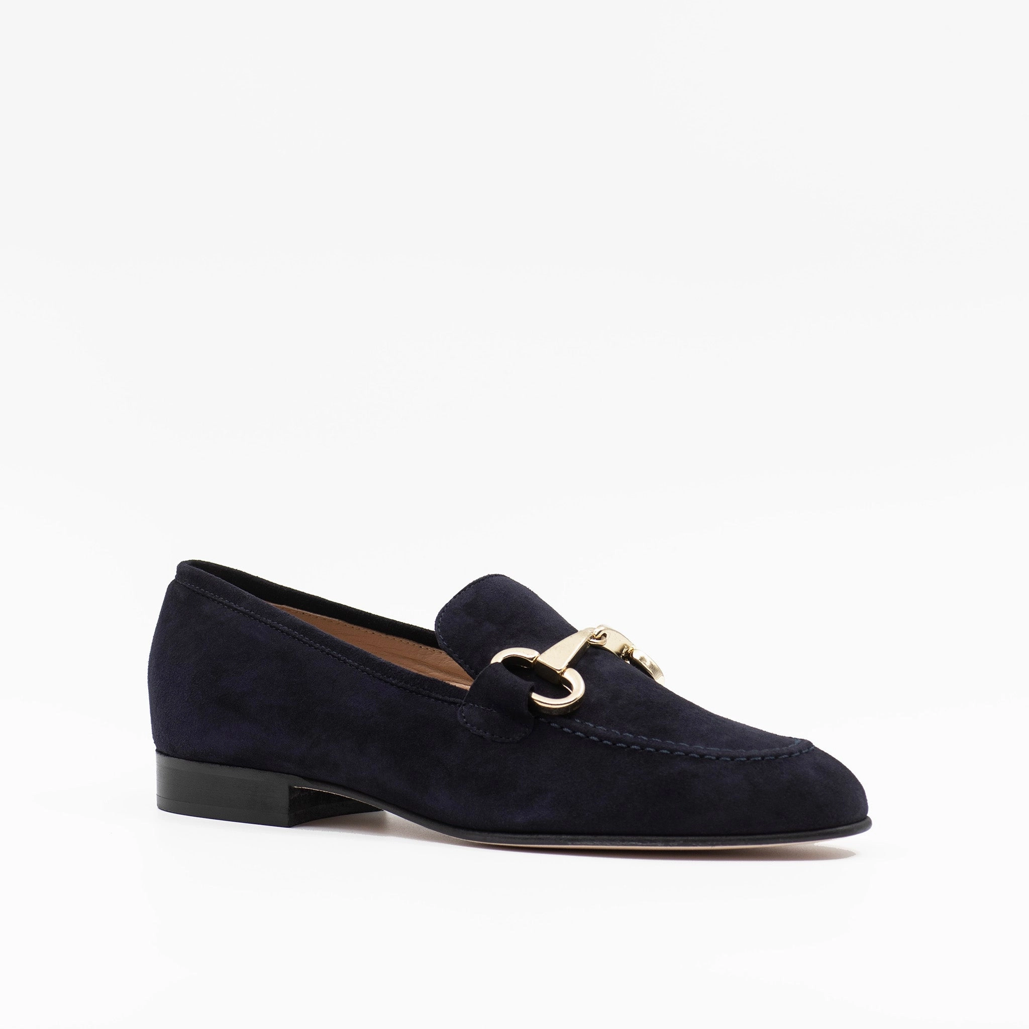 Horsebit Loafer in Navy Suede Chunky Loafers Vegan