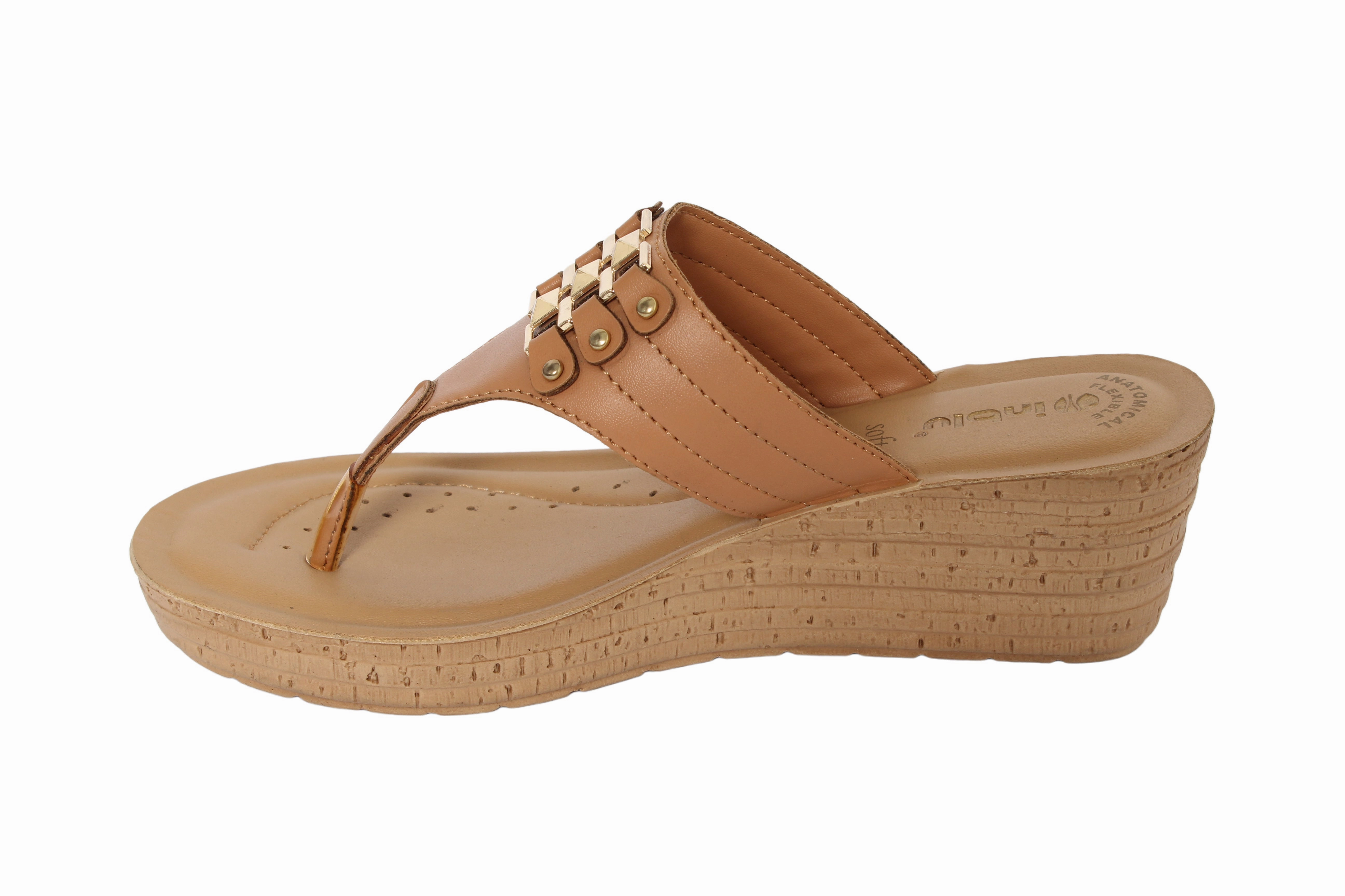 Inblu TAN Slipper with slip-on for female Pantoffeln Geüttert U Absatzhöhe