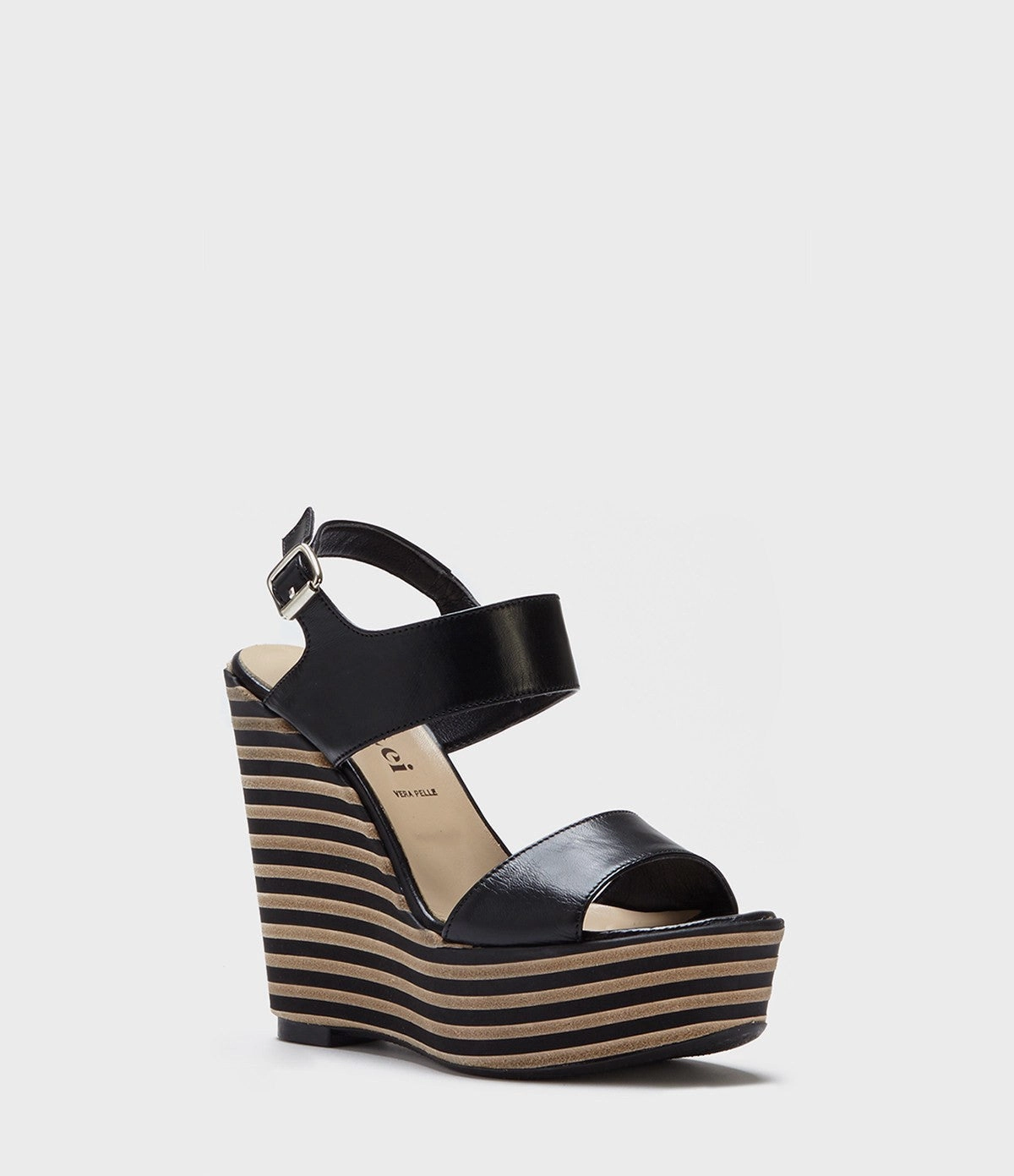 High Heels Oversize Keilabsatz Sandaletten Ilaria schwarz