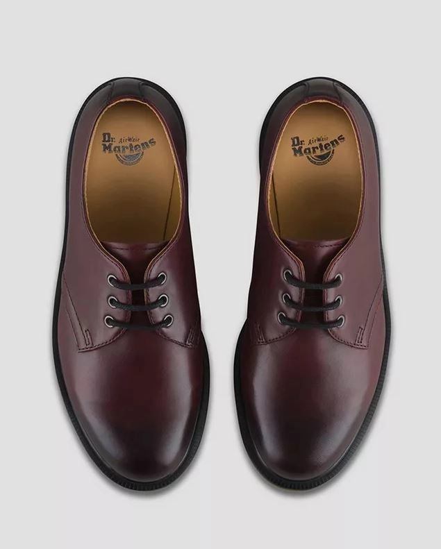 Dr. Martens 3-Loch Unisex Halbschuhe 1461 ANTIQUE TEMPERLEY Echtleder Cherry Red 21153600 Bordo Stiefel