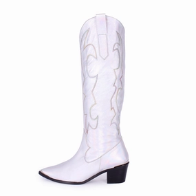 Kniehohe Westernboots PRIDE EDITION (Modell 480) Leder silber Stiefel Winter Wasserdicht