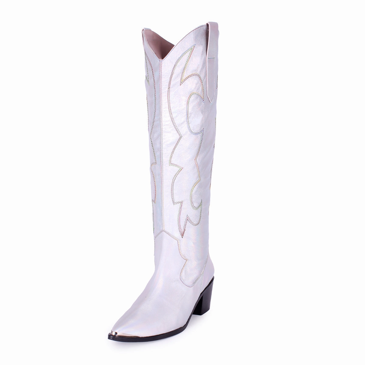 Kniehohe Westernboots PRIDE EDITION (Modell 480) Leder silber Stiefel Mit Dickem Absatz