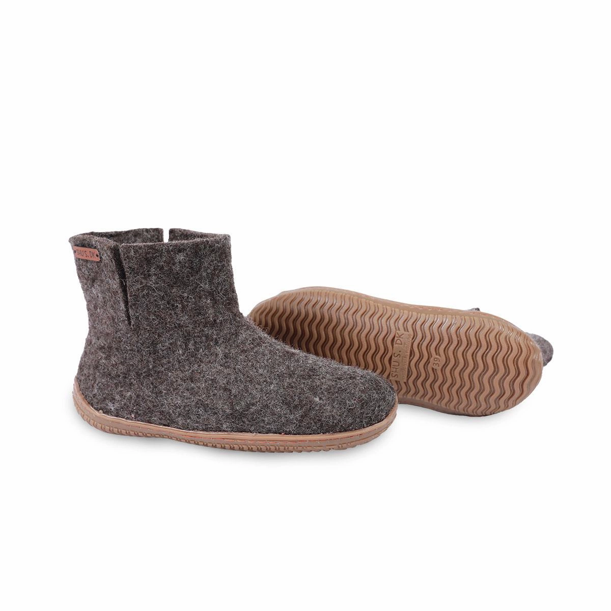 Wollstiefel (100% reine Wolle) - Model Braun mit Gummisohle Aldi Süd Pantoffeln