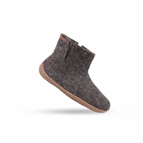 Medizinische Pantoffeln Wollstiefel (100% reine Wolle) - Model Braun mit Gummisohle