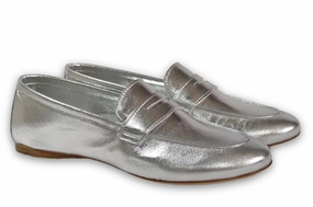 Pebble Grain Loafers Pocket Iris Argento