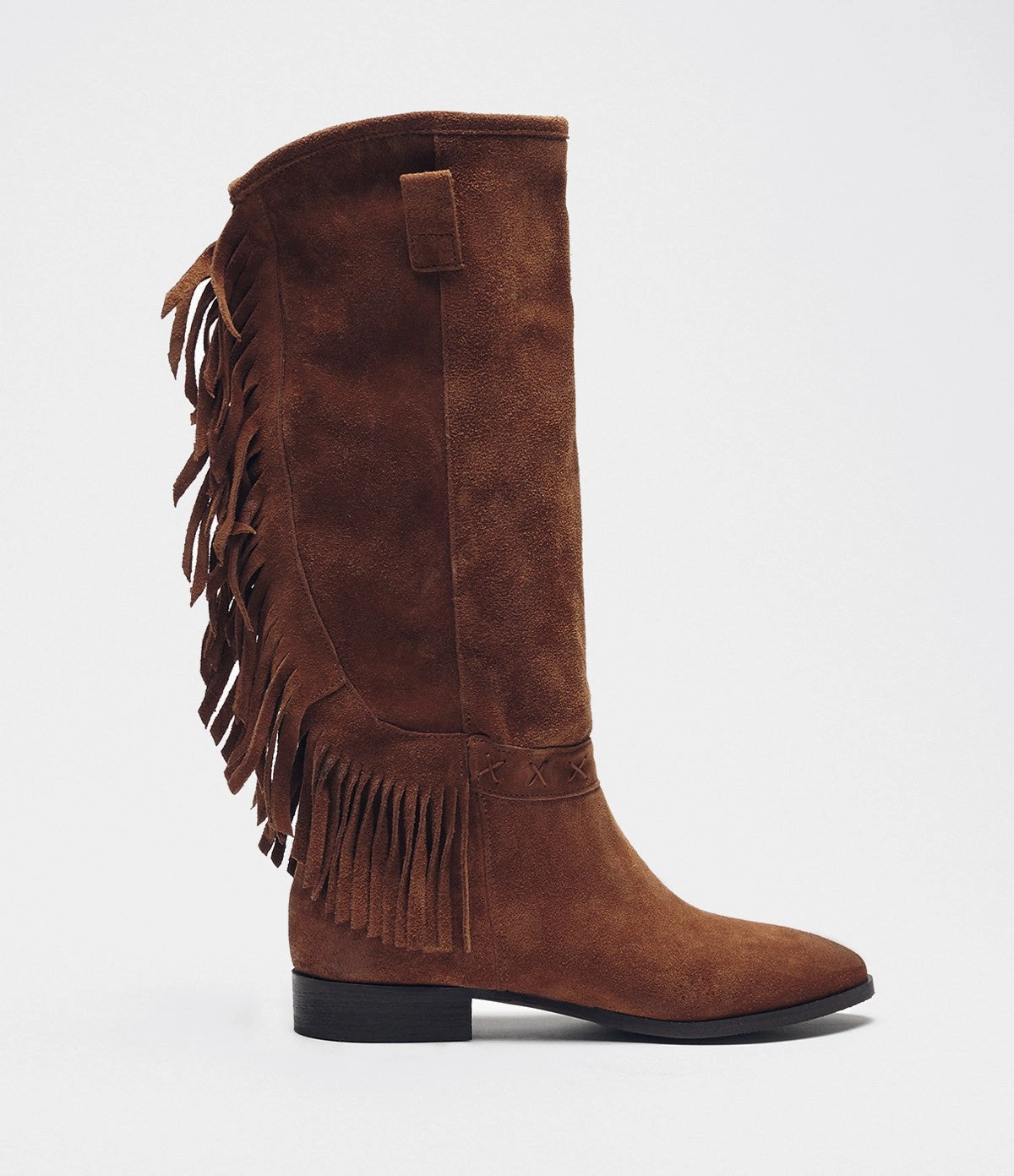 Extra Lange Overknee Stiefel Fransenstiefel Fanny braun