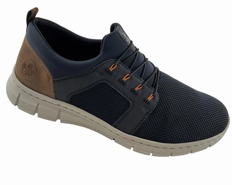 Rieker Herren  Slipper B7796-14 Blau Synthetik//Textil Pantoffeln Damen