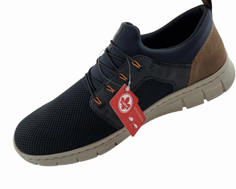 Rieker Herren  Slipper B7796-14 Blau Synthetik//Textil Filz Pantoffeln Offen