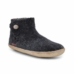 The Daisy - Filz-Httenschuhe mit Gummisohle, schwarz Strickfilzen Pantoffeln