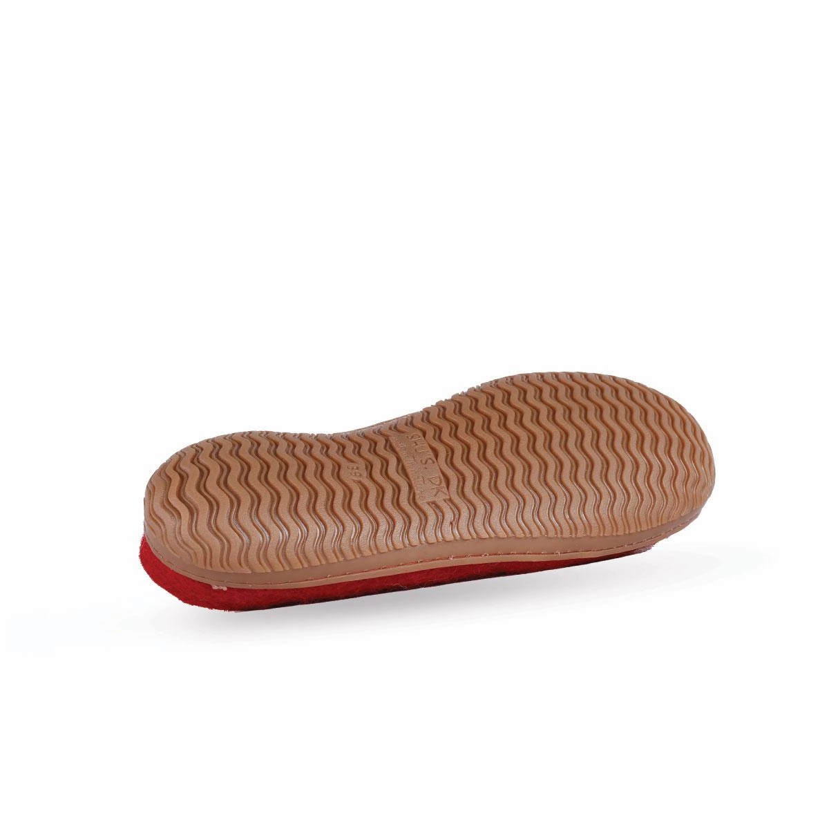 Pantoffeln Selbst Gestalten Wollpantoffel (100% reine Wolle) - Modell Rot mit Gummisohle