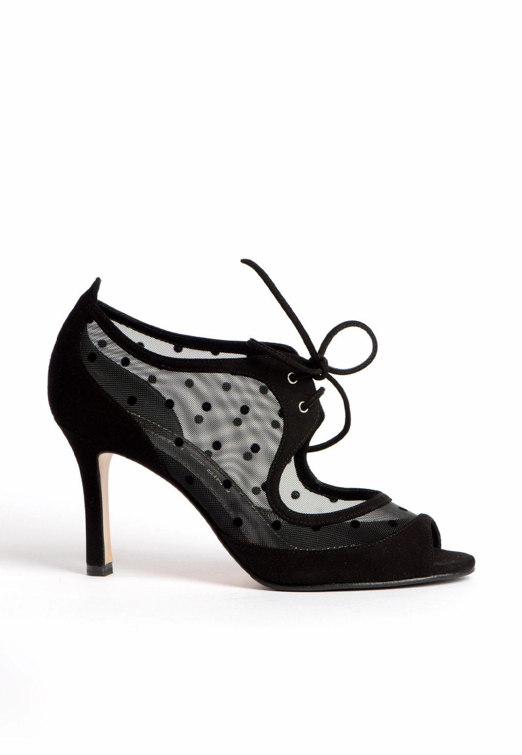 High Heels 13 Cm Sandalette zum Schnren aus Netzstoff