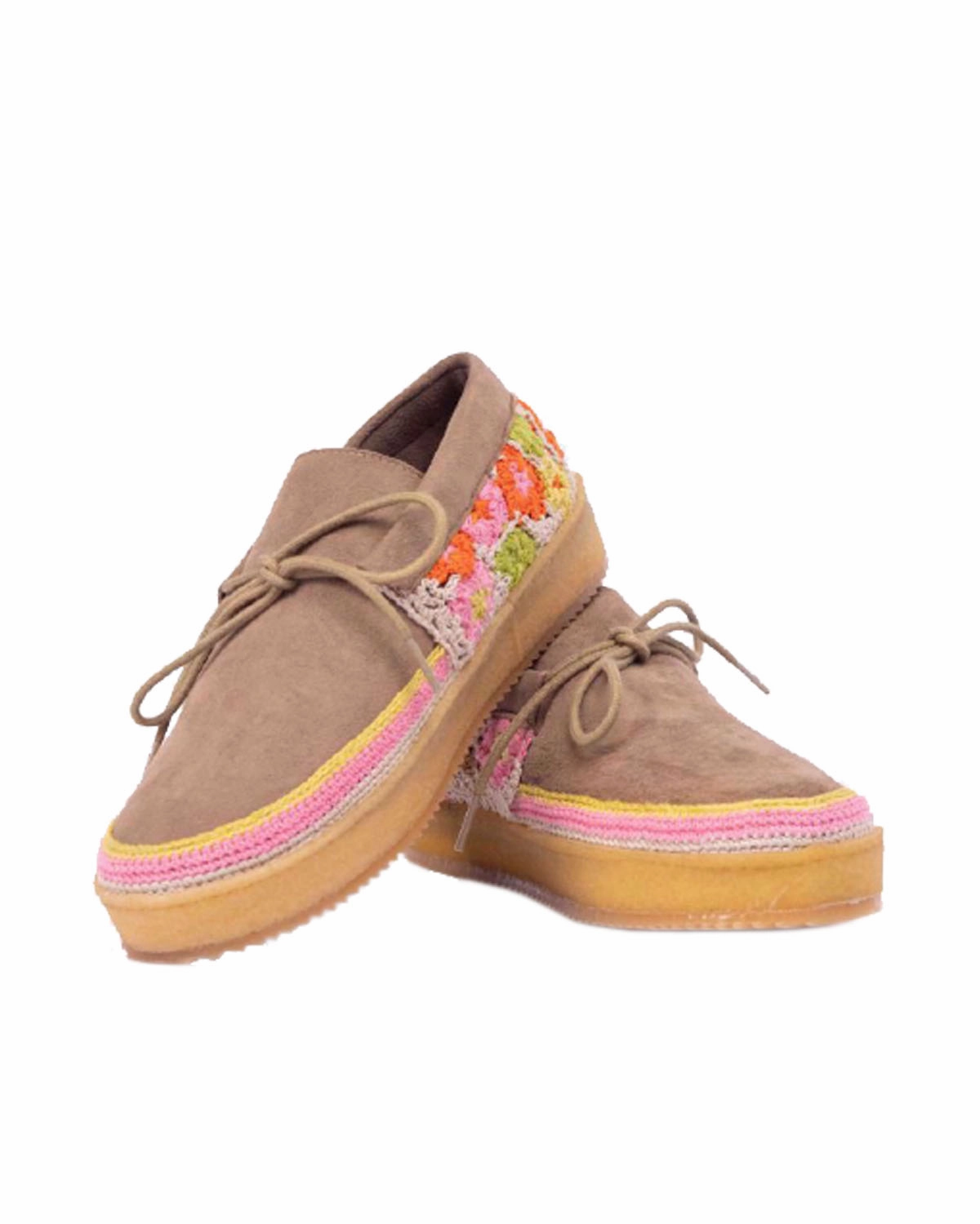 Eleganze Lederschuhe Laidback London Komo Crepe Otter Suede Lime Multi
