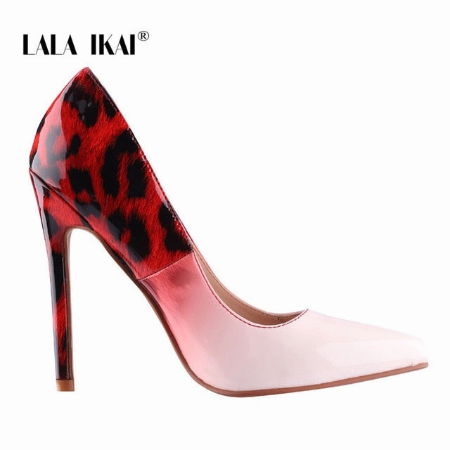 Auf High Heels Laufen LALA IKAI Women Fashion PU Leather Pumps Super High Heels Leopard Sexy Wedding Party Shoes Zapatos De Mujer 900C3381-4