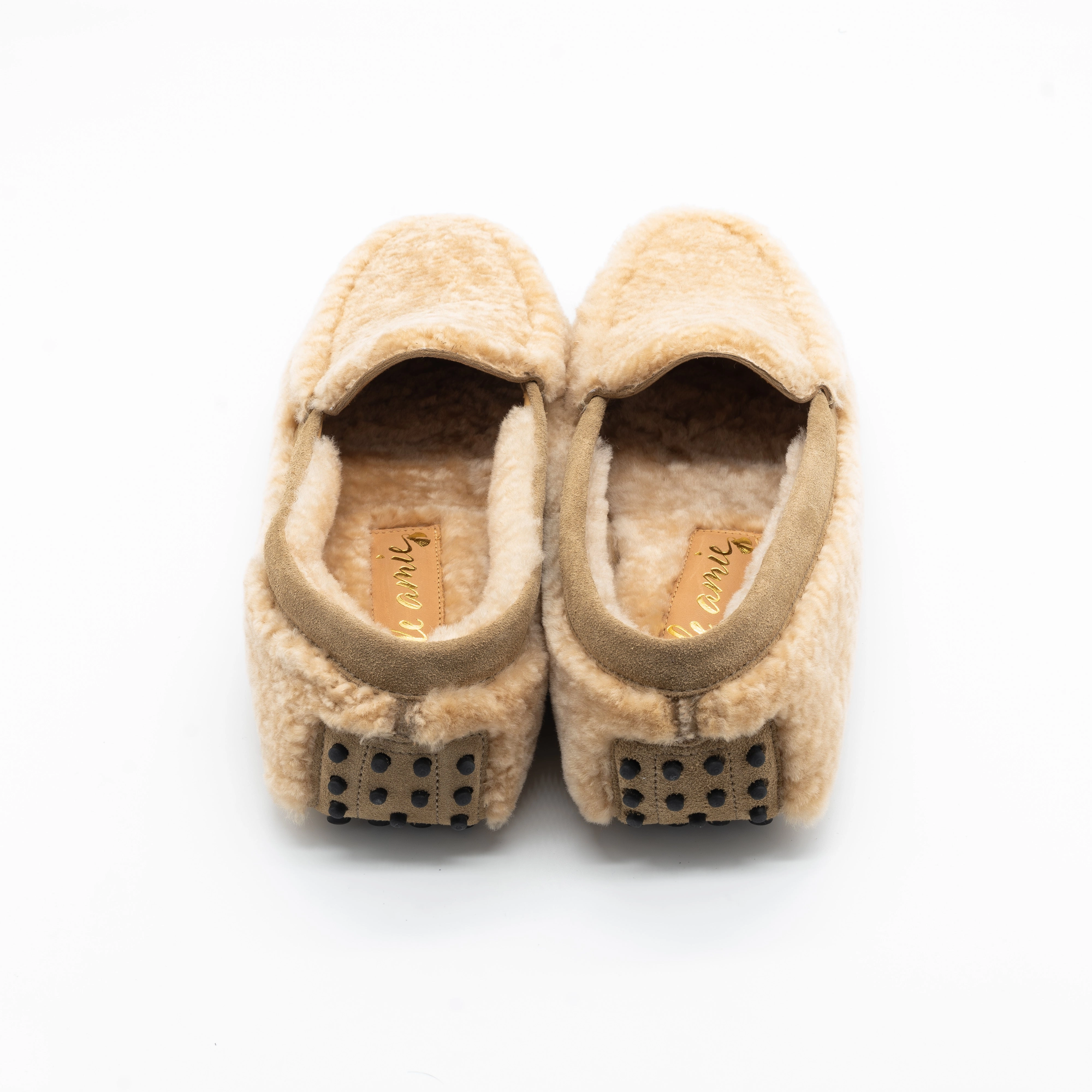 Lammfell Mokassins honey Barfuss Lederschuhe