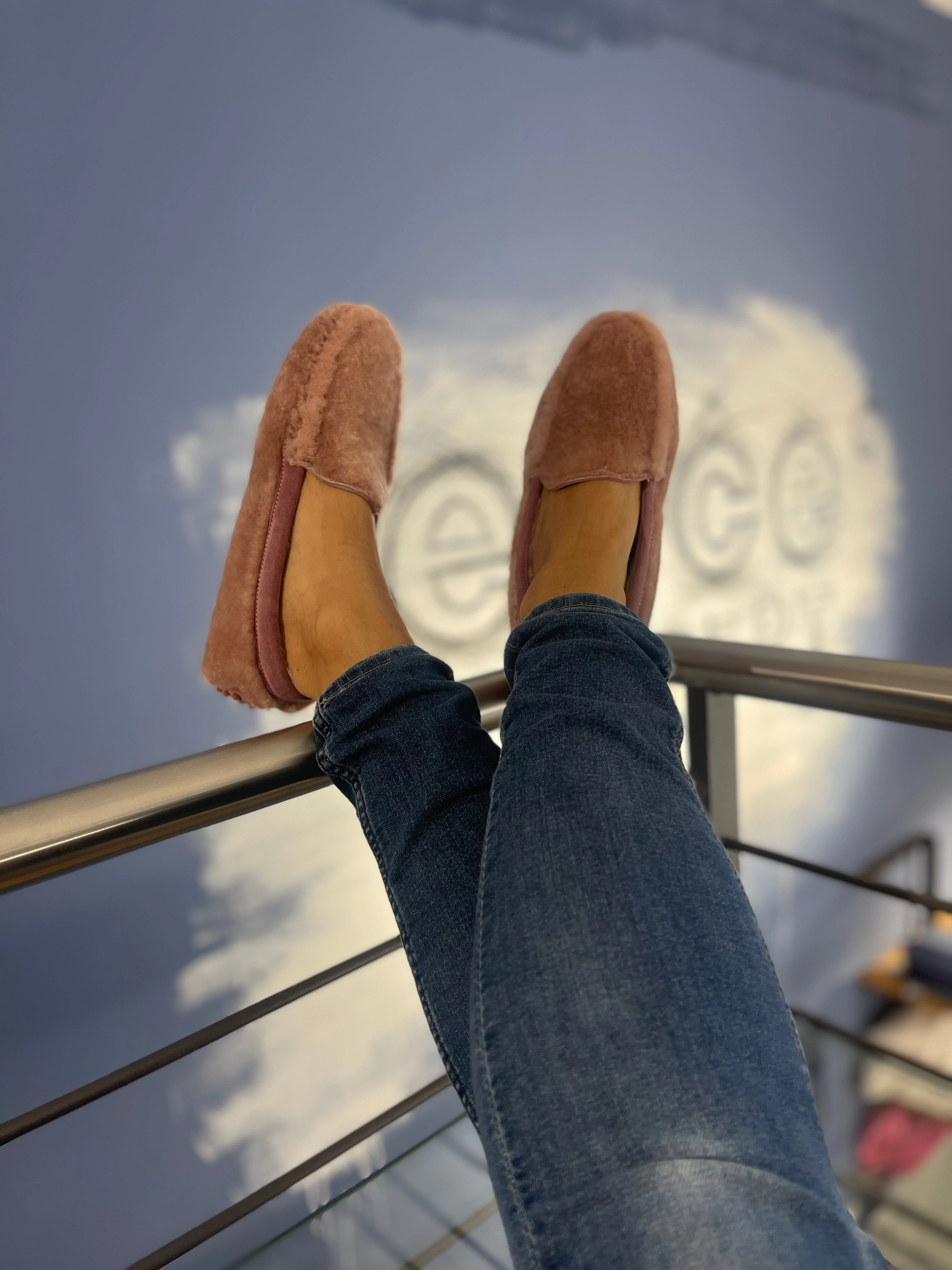 Lammfell Mokassins ros Alte Lederschuhe Wie Neu