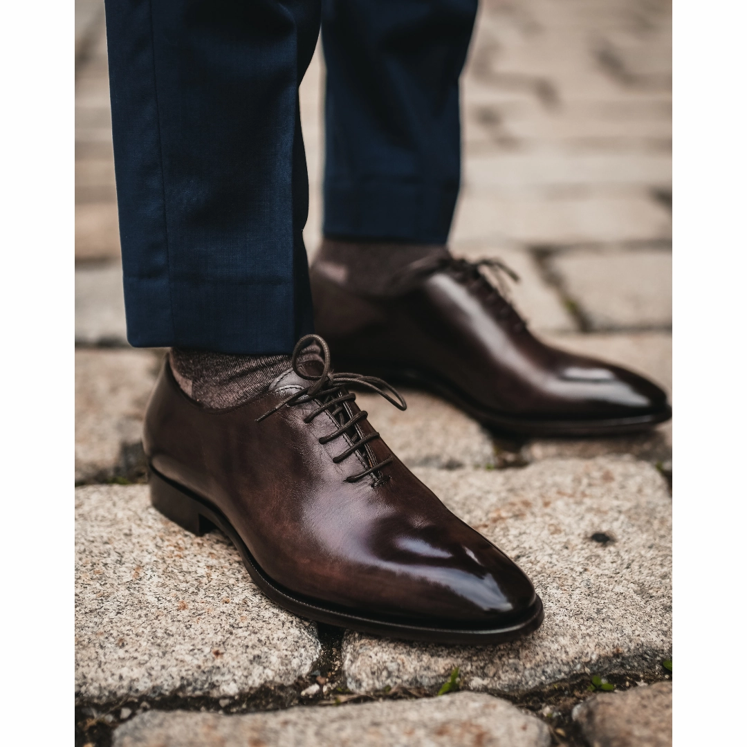 Lederschuhe Spray Wasser Herrenschuh Wholecut -Boxcalf Dark Brown