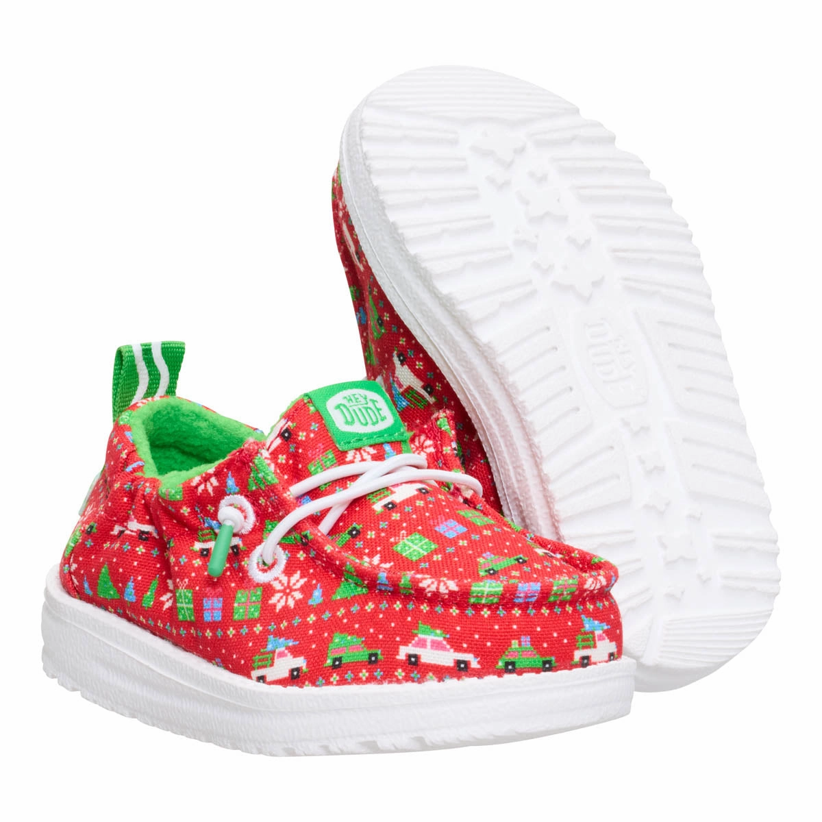 LILDUDE Holiday Sweater Kinder - Red/Green Lederschuhe Rahmengenäht